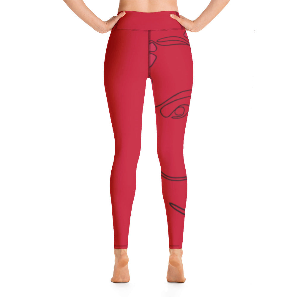 Face Design Red Leggings