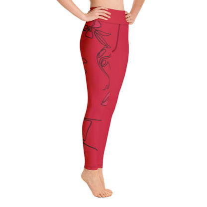 Face Design Red Leggings